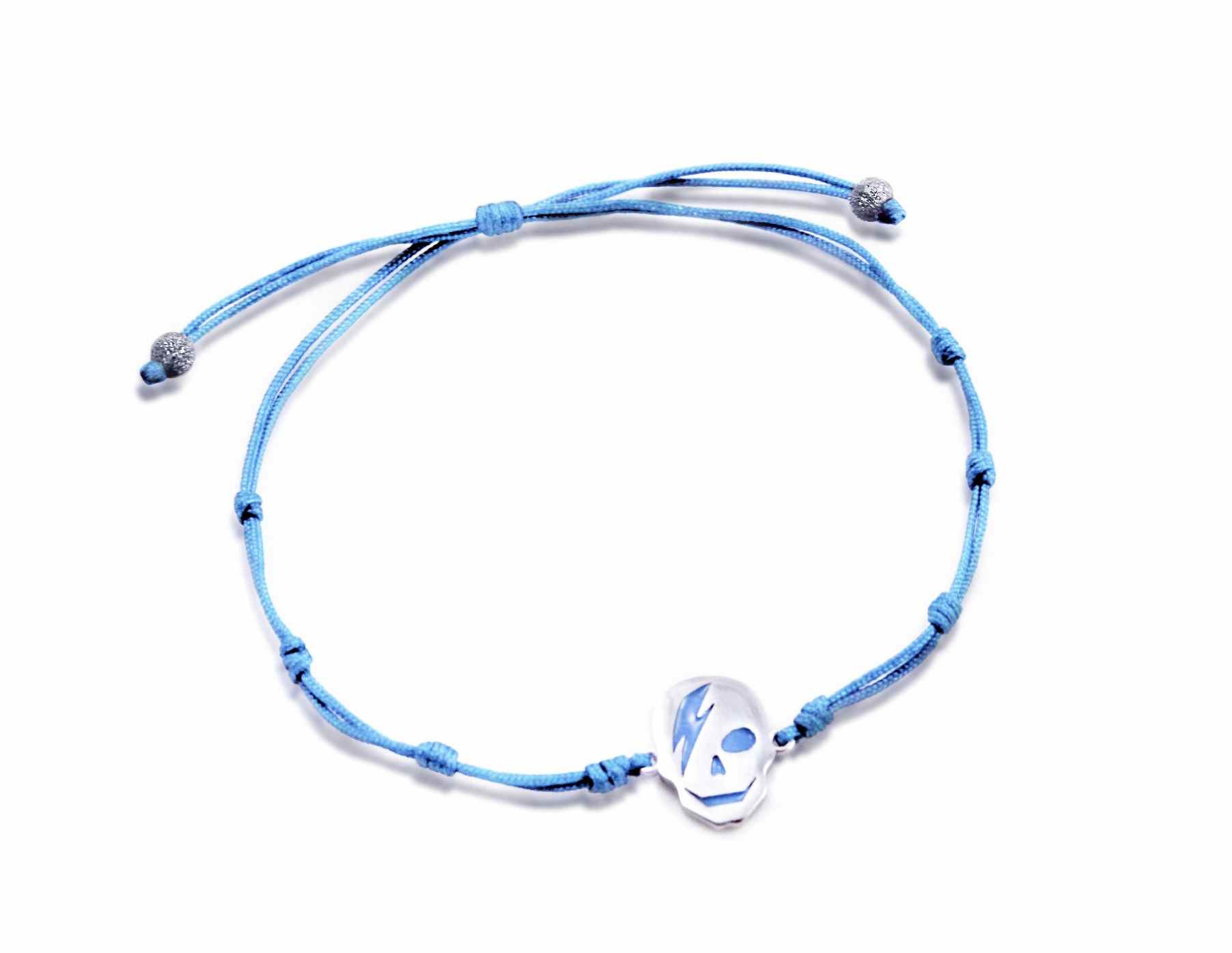 Pulsera cordón azul celeste en plata | Little Joe Couture