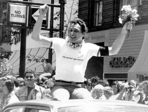 Harvey Milk en el Gay Pride de San Francisco (1978)